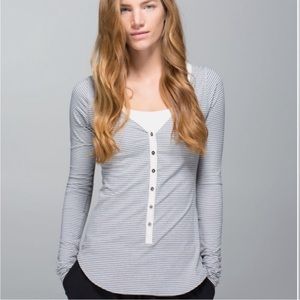 Lululemon Striped Long Sleeve Henley, size 6, VGUC